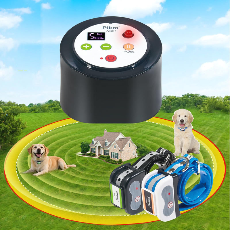Plkm Dog Wireless Fence 2026 Newest Intelligent Pet Electric Containment System, Low Battery AI Smart Alarm Dog Out of Range Reminder, Display Receiver Battery Level, 360° Strong Signal Coverage