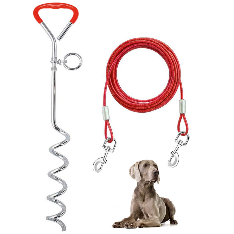 Supet Dog Tie Out Cable and Stake 32/16/10 ft Outdoor, Yard and Camping, for Medium to Large Dogs Up to 125 lbs, 16