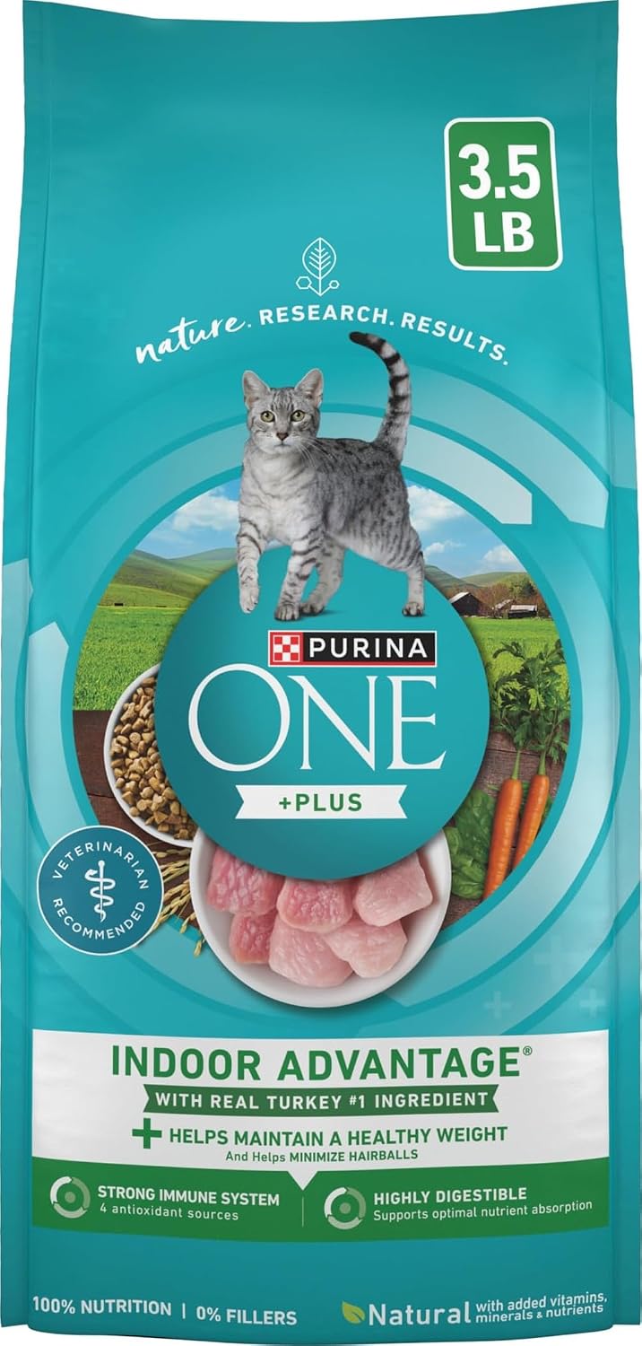 Purina ONE Natural, Low Fat, Weight Control, Indoor Dry Cat Food, +Plus Indoor Advantage - 3.5 lb. Bag