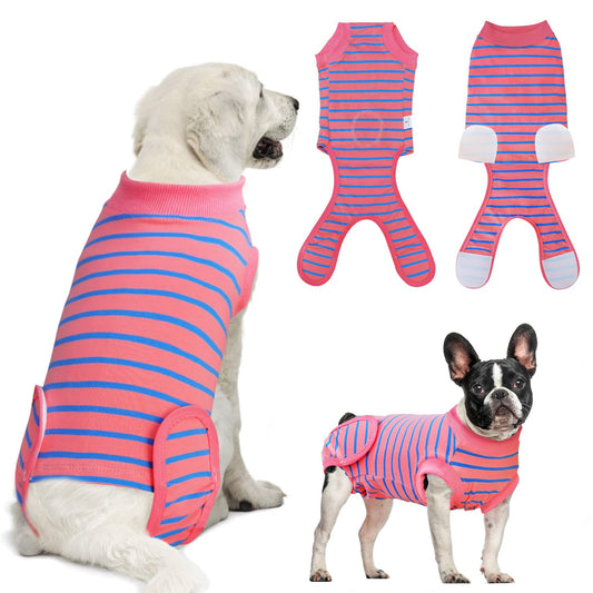 Dog Surgery Recovery Suit, Recovery Shirt for Male Female Dog Cats, Cone E-Collar Alternative Abdominal Wounds Spay Bandages Onesie, Anti-Licking Pet Surgical Recovery Suit,Pink Small