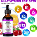 Cat Vitamins,15 in 1 Cat Multivitamin Liquid Drops Supplements for Heart Health, Bones, Joint, Skin & Coat, Digestion, I