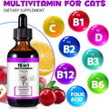 Cat Multivitamin Drops - 15 in 1 Vitamin Supplement for Immune Support, Heart, Bones, Joint, Skin & Coat Health, Bacon Flavor Vitamins for Senior Cats & Kittens (1 Pack, for cat)