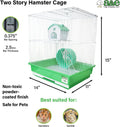 A&E Cage Co 2-Story Hamster Cage with Wheel & House, 14"x11"x15" Green