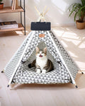 OAOAPLOS® Cat Tent and Dog Tent Bed Teepee, Indoor Dog Tent with Cushion, Small Pet Tent for Dogs and Cats, Cozy Cat Tee
