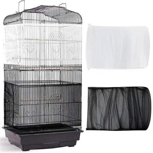 Adjustable Bird Cage Cover, Extra Large Seed Catcher Net with Drawstring for Square Cages