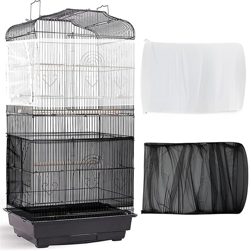 Adjustable Bird Cage Cover, Extra Large Seed Catcher Net with Drawstring for Square Cages