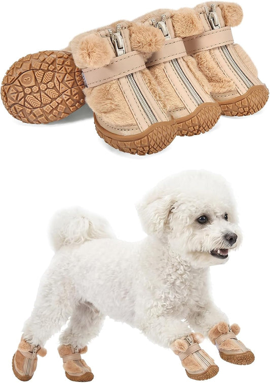 Haloumoning Dog Shoes Waterproof Non-Slip Booties for Small Medium Dogs