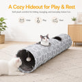LUCKITTY Geometric Straight Cat Tunnel with Plush Inside,Cats Toys Collapsible Tunnel Tube with Balls, for Rabbits, Kittens, Ferrets,Puppy, Diameter 9.8 Inch