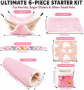 CTTZCKJ Anxiety Relief Ferret Hammock Set with Soft Cage Mat,6 Pcs Pink Sugar Glider Cage Accessories for Rats,Hamster,G
