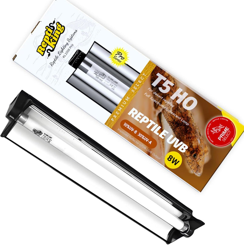 Upgraded T5 UVB Reptile Light, 10.0 UVB 8W German Made Fluorescent Lamp and Fixture Kit, for Desert-Dwelling Reptiles, B