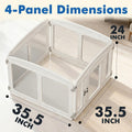 Clear Puppy Playpen Indoor - Ideal for Small & Toy Dogs - Height 24 Inch, 4 Panels