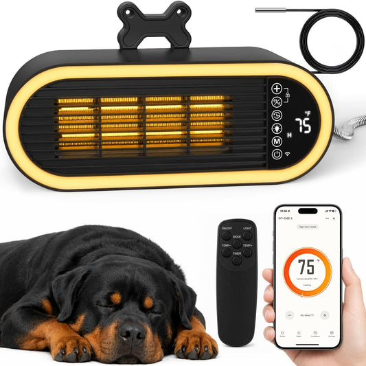 Dog House Heater with Thermostat,1300W Fast-Heating WiFi Smart Heater for Outdoor Dog House, 3 Modes (850W/1300W/ECO), A