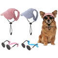 Zhamate 2 Set Medium Dog Baseball Hat with Ear Holes and Pet Sunglasses for Beach, Dog Baseball Cap Puppy Sun Hats for Medium Dogs (Pink, Blue)