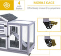 GEGURI Wooden Rabbit Hutch, Indoor Outdoor Chicken Coop Bunny Cage with Waterproof Roof