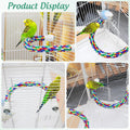 Colorful Bird Rope Perch Stand, Birdcage Swing Spiral Toys, Bird Climbing Standing Bungee Rope Perches Chew Toys Cage Accessories for Cockatiels Parrots Birds (15.7 inch /40 cm)
