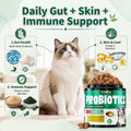Cat Probiotics Treats for Digestive & Gut Support - 500 Crunchy & Creamy Cat Snacks - Cat Gut Health, Constipation Relief, Healthy Stool, Natural Supplement for Cats, Chicken Flavor (90-Day Supply)