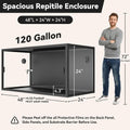 120 Gallon Reptile Enclosure 48" x 24" x 24", Front Opening Reptile Enclosure with Tempered Glass Doors, Safety Lock & S
