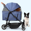 Dog Stroller for Large & Medium Dogs (20–132 lbs), Pet Stroller for 2 Small Dogs, Cat Strollers for 2 Cats, Extra Large Heavy Duty, Foldable & Fully Ventilated Design, Blue
