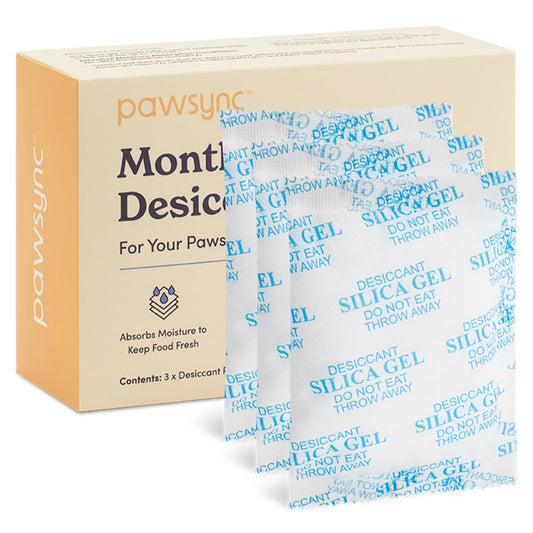 Pawsync Pet Food Desiccant Bag, 3 Packs Upgrade Desiccant Packets with Color-Changing Reminder Keep Cat Food & Dog Food Dry and Fresh Lasts up to 3-Month in Total, PRD-R351-WUS