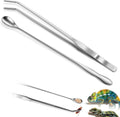 2pcs Reptile Feeding Tongs, Feeding Spoon, Stainless Steel Aquarium Feeding Tools, Curved Long Tweezers 10.6 in, Long Sp