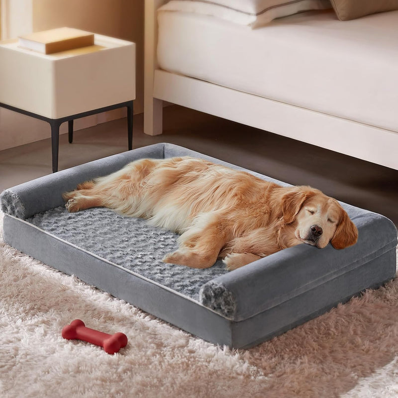 BFPETHOME Orthopedic Washable Dog Beds Large Sized Senior Dog for Comfy Sleeping with Removable Cover, Waterproof Big Soft Pet Couch Bed for Dogs Rerlax
