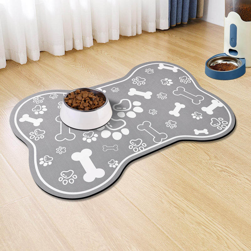 Dog Cat Food Mat,Rapid Absorbent Pet Feeding Mat, Bone Shaped Dog Placemat Water Bowl Mat with Rubber Backing,No Stains Dog Cat Food Mats Indoor, Pet Accessories Supplies 12