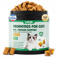 500 Probiotics for Cat - Digestive Enzymes & Prebiotics for Gut Health, Probiotic Tasty Chews Diarrhea Relief & Gas Treatment, Pumpkin Formula for Sensitive Stomachs & Itchy Skin Support, Chicken