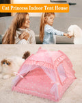 SEIMMIE Cat Princess Bed Tent House - Kitty Cute Beds Indoor,Small Dog House Indoor/Outdoor Cave Nest Bed Small Dog Tent for Cat,Puppy Tents (15.7"x15.7"x14.5"/Pink)
