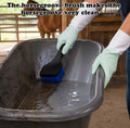 2 Pack Livestock Trough Cleaning Brushes with Protective Gloves, Heavy Duty Plastic Scrub Brush with Non-Slip Handle, Co