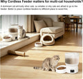 Automatic Cat Feeder, 2.5L Rechargeable Cordless Pet Feeder with 270-Day Battery Life, Bluetooth Smart App Control, Slow
