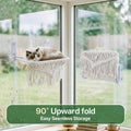 nets Tribe Cat Hammock & Window Perch w/ 4 Suction Cups, Foldable Adjustable Boho Cotton Rope Pet Hammock Bed & Cat Shelves for Indoor Cats/Small Animals - All-Season Sleeping, Lounging, Climbing
