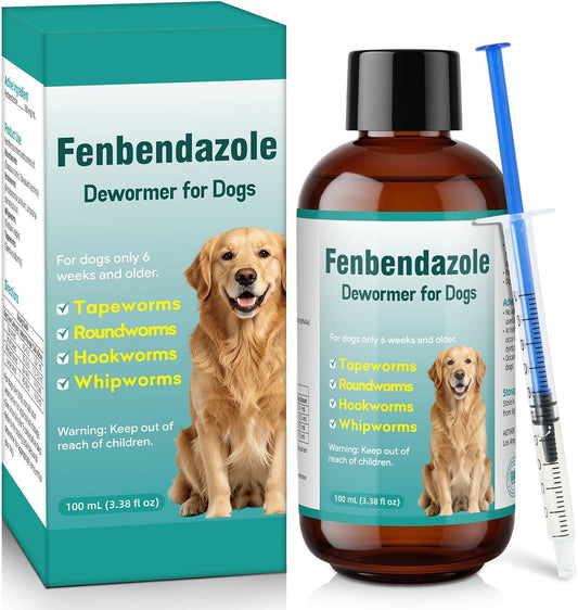 Dewormer for Dog, Fenbendazole Dog Dewormer Liquid, Broad Spectrum for All wormer, Tapeworms, Roundworms, Hookworms, Whi