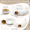 White Plush Christmas Cat Tunnel Tree Skirt with 11Pcs Interactive Cat Toys