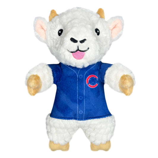 Pets First MLB Chicago Cubs Goat Plush Toy for Dogs and Cats with Squeaker, Wearing a Team Jersey! Fun & Sporty Goat Shaped Dog Chew Toy, Interactive Pet Toy