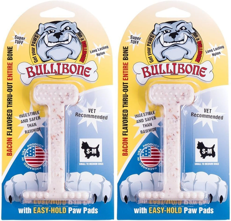 Bullibone Nylon Dog Chew Toy for Aggressive Chewers - Dental Hygiene Bone with Bacon Flavor, Durable Tough Chew Toys for