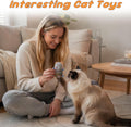 Andiker Cat Plush Toy with Crinkle Paper and Catnip to Chew(Light Gray)