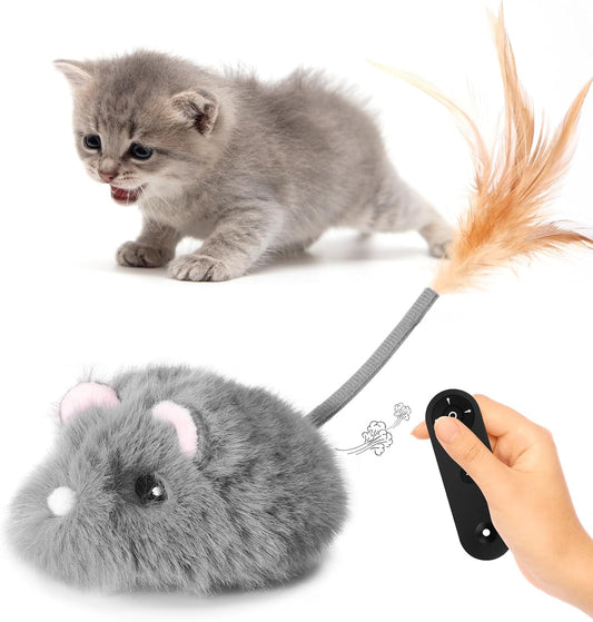Pawingcat Remote Control Cat Toy Rechargeable Cat Mouse Toy Automatic Interactive Cat Toys for Indoor Cats Toy with 3-Sp