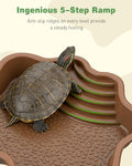 Pawfly Reptile Bathing Pool with Ramp, Reptile Food Dish Feeding Dish, Tortoise Water Dish Water Bowl with Steps, Turtle
