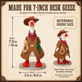 7 Inch Desk Goose Cowboy Outfit, 3-Piece Western Costume with Brown Cowboy Hat, Red Bandana and Fringe Vest, Funny Deskt