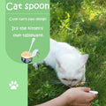 Cat Dog Food Can Spoons | 3 PCS | Stainless Steel Pet Wet Food Spoon | Cute Cat Claw Silicone Mixing Spoon | White, Gray and Orange