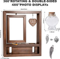 3 in 1 Dog Memorial Frame, Rotating Wood Frame with Fur Jar