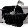 gogobunny Waterproof Bed Blanket, Reversible Sherpa Fleece Throw Blanket for Dog Puppy Cat, Furniture Cover Protects Bed Couch Sofa from Liquid Pee and Pet Fur (Black, 50x60 inches)