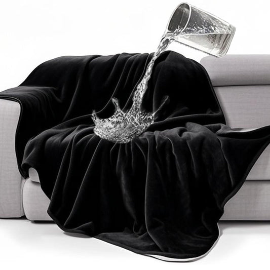 gogobunny Waterproof Bed Blanket, Reversible Sherpa Fleece Throw Blanket for Dog Puppy Cat, Furniture Cover Protects Bed Couch Sofa from Liquid Pee and Pet Fur (Black, 50x60 inches)