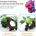 relaqcc Fish Tank Decorations Artifical Driftwood Cave Aquarium Decor Ornaments Silk Aquarium Plants for Betta Fish Tank