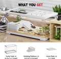 Turtle Fish Tank with Basking Platform and Bottom Drainage, 11.8" x 7" x 7.3" Aquatic Turtle Tank for Juvenile Turtle, C