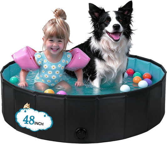 HAIKE Foldable Dog Pool, Oxford Cloth Collapsible Dog Pet Swimming Pool 48"