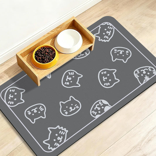 Cat Food Mat for Food and Water Mat, Pet Cat Dog Bowl Mat, 12"x20"