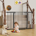 Cumbor 29.7–51.5" Extra Wide Baby Gate for Stairs, Pressure-Mounted Dog Gates for Doorways & Hallways, Auto-Close Walk-Through, No-Trip Design, Child Proof Safety, Dog/Pet Gate for Indoor Use, Black