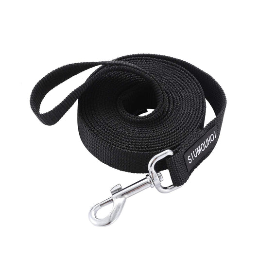 Siumouhoi Strong Durable Nylon 10ft Long Dog Training Leash, Traction Rope, 1 Inch Wide, for Small and Medium Dog (Black, 10 Feet)