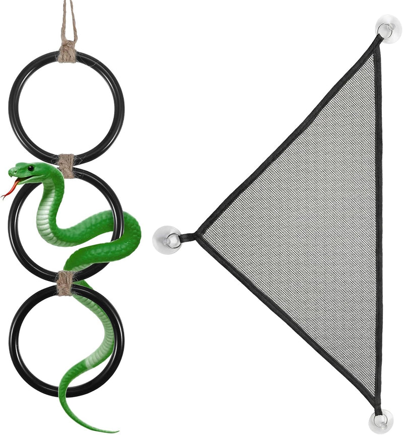 Snake Enclosure Accessories, Reptile Climbing Ring Hammock Set, Snake Tank Accessories for Ball Python, Corn Snake, Leop